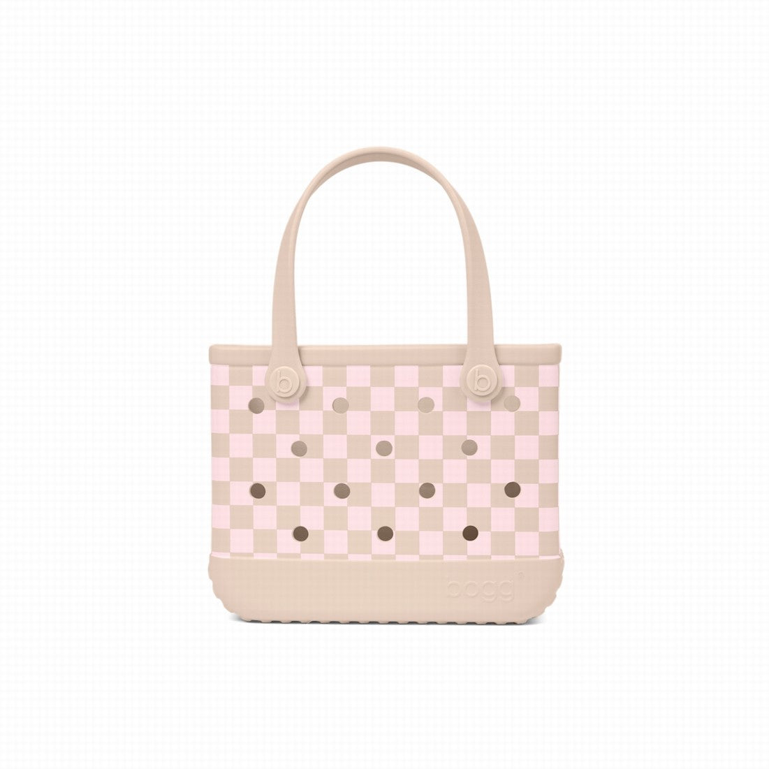 Bitty Bogg Bag Checkered Linen/ Pink Marshmallow Family Size Beach Organizer Oversized Waterproof with Reinforced Handles for Beach Vacation Travel Organizer Vacation Essentials for Women