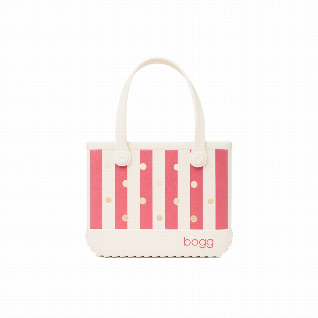 Bitty Bogg Bag Capri Coral Stripe Easy Clean Rubber Tote Lightweight Tip Resistant with Extra Storage Compartments for Camping Trips Travel Organizer Vacation Essentials for Women