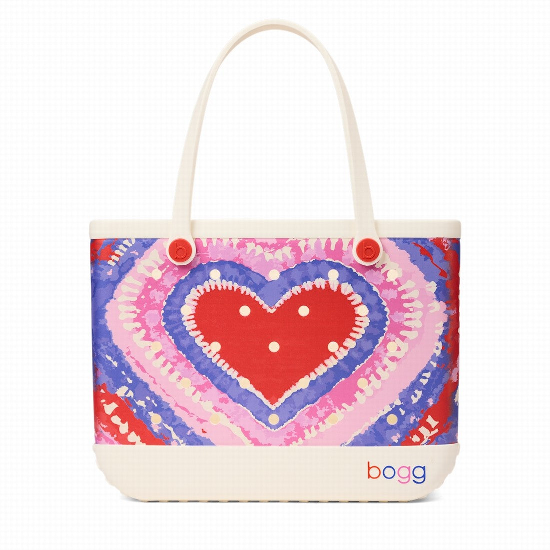 Original Bogg Bag Dye licious Heart Buoy Red Outdoor Journey Tote Lightweight Waterproof Extra Wide Opening for Summer Adventures