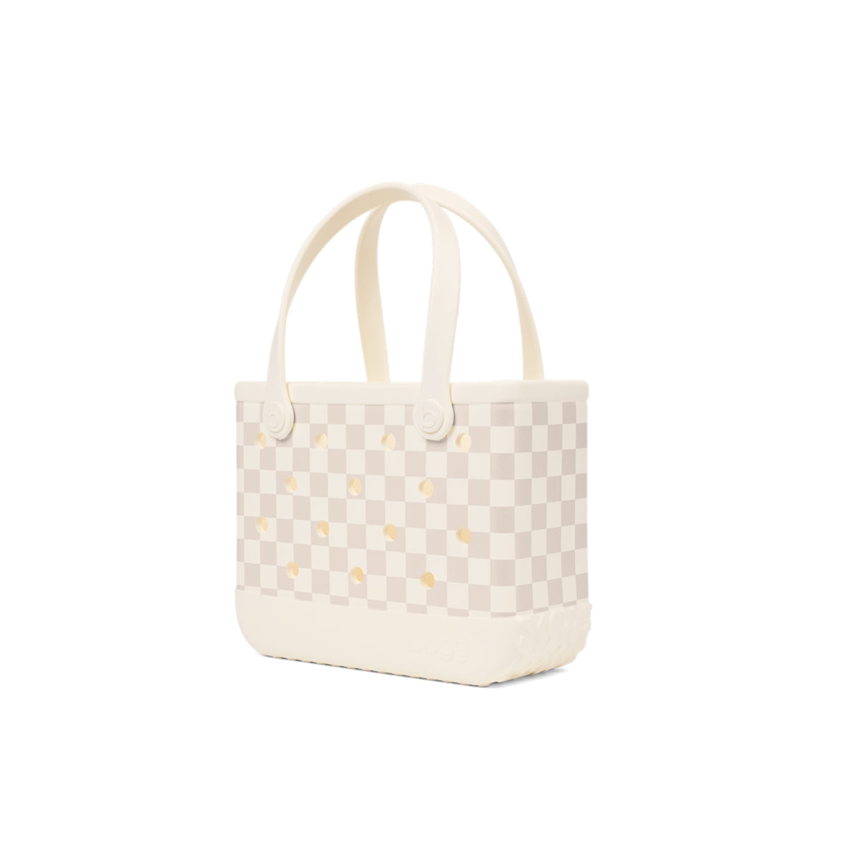 Bitty Bogg Bag Checkered Coconut/Mushroom Yacht Day Travel Organizer Luxury Tip Resistant Adjustable Shoulder Strap for Resort Vacations