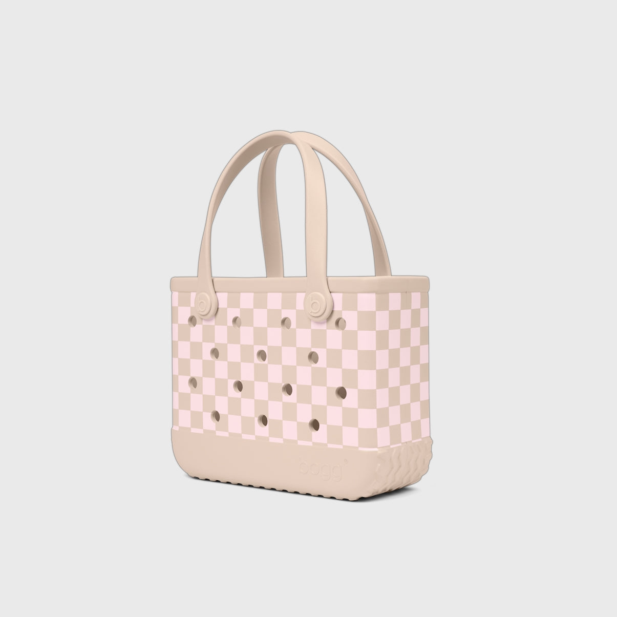 Bitty Bogg Bag Checkered Linen/ Pink Marshmallow Family Size Beach Organizer Oversized Waterproof with Reinforced Handles for Beach Vacation Travel Organizer Vacation Essentials for Women