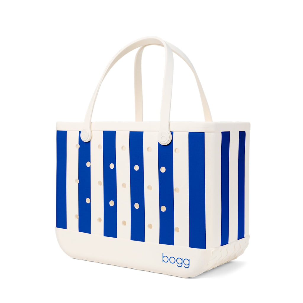 Original Bogg Bag Mykonos Blue Stripe Coastal Travel Beach Bag Premium Large Capacity Easy Maintenance Surface for Weekend Travel