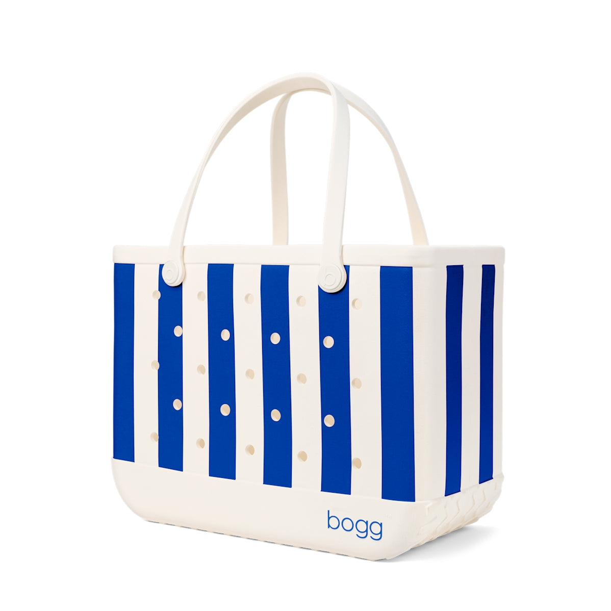 Original Bogg Bag Mykonos Blue Stripe Coastal Travel Beach Bag Premium Large Capacity Easy Maintenance Surface for Weekend Travel
