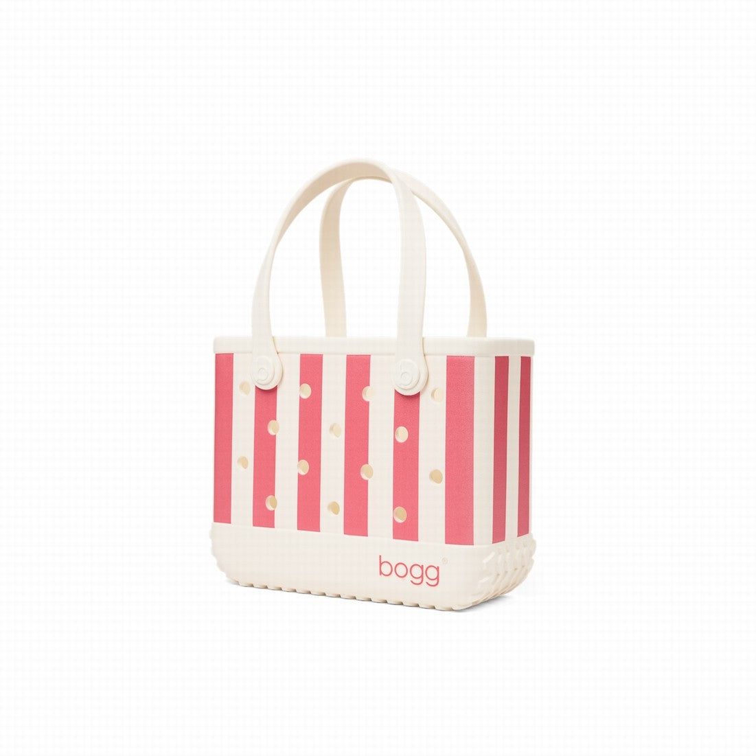 Bitty Bogg Bag Capri Coral Stripe Easy Clean Rubber Tote Lightweight Tip Resistant with Extra Storage Compartments for Camping Trips Travel Organizer Vacation Essentials for Women