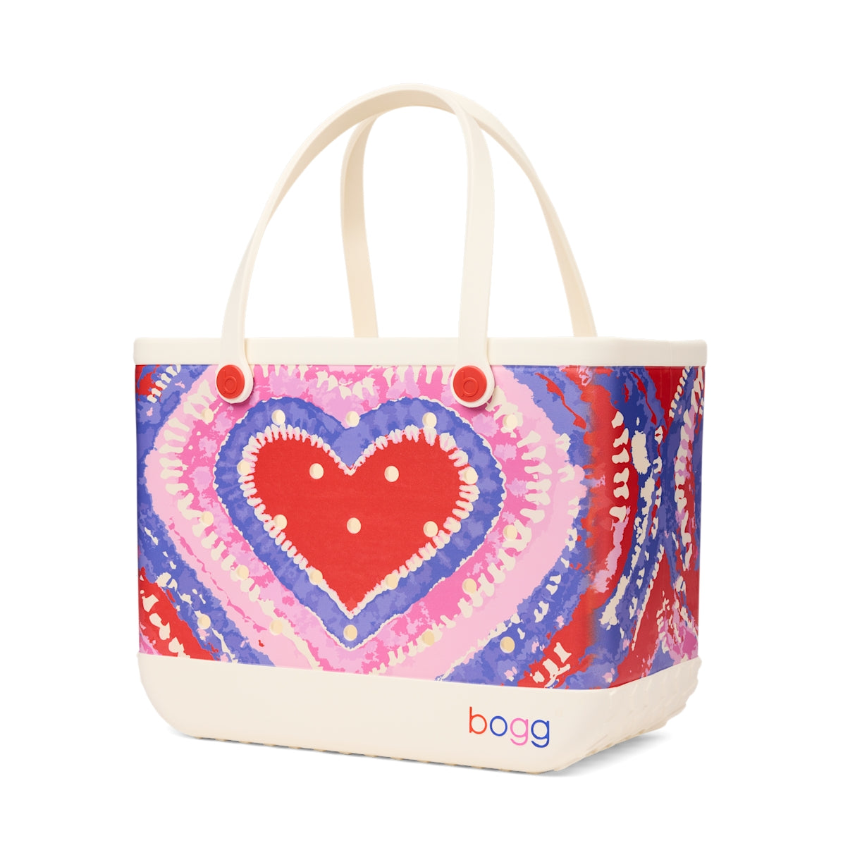 Original Bogg Bag Dye licious Heart Buoy Red Outdoor Journey Tote Lightweight Waterproof Extra Wide Opening for Summer Adventures